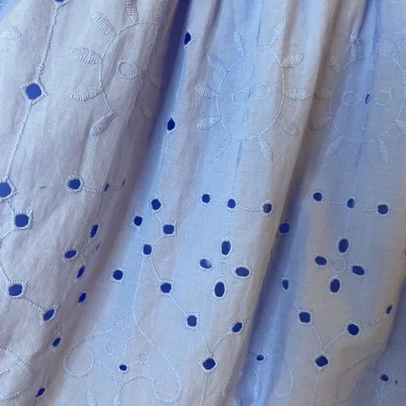 LOFT blue eyelet smocked neck blouse - Picture 7 of 7